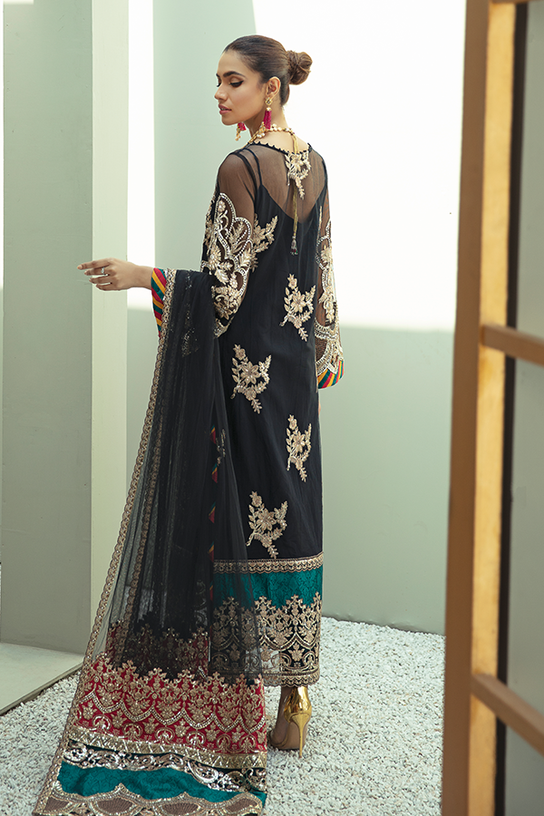Buy Classic Black Heavily Embellished Pakistani Gown Style Party Dress