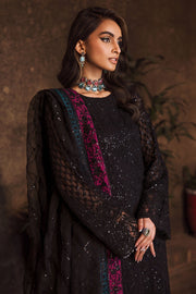 Buy Classic Dark Black Embroidered Chiffon Pakistani Salwar Kameez 2024