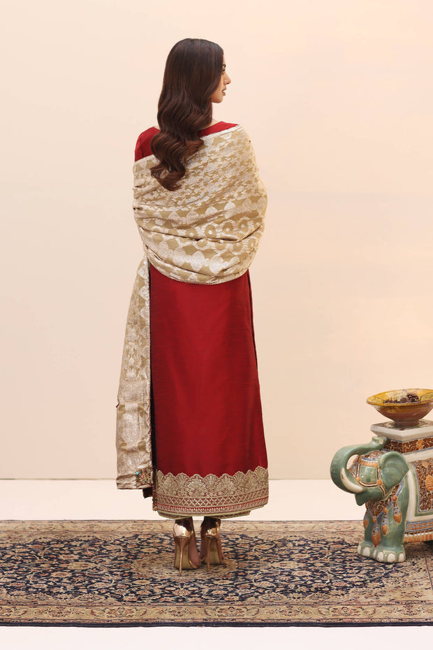 Buy Classic Rose Red Embroidered Pakistani Salwar Kameez Dupatta Suit