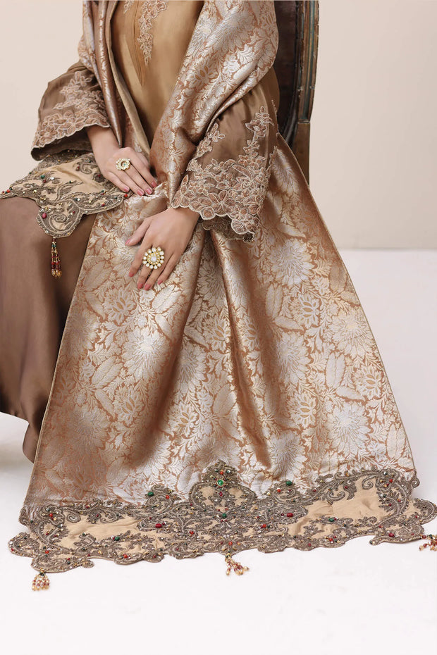 Buy Luxury Bronze Shade Embroidered Pakistani Salwar Kameez Dupatta Suit