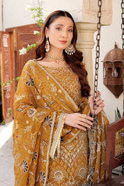 Buy Luxury Embroidered Pakistani Kameez Salwar Suit in Golden Yellow Shade 2023