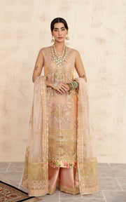 Buy Peach Hand Embellished Pakistani Party Dress in Kameez Gharara Style