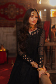 Buy Regal Black Embroidered Pakistani Party Wear Dupatta Long Frock Style In United States