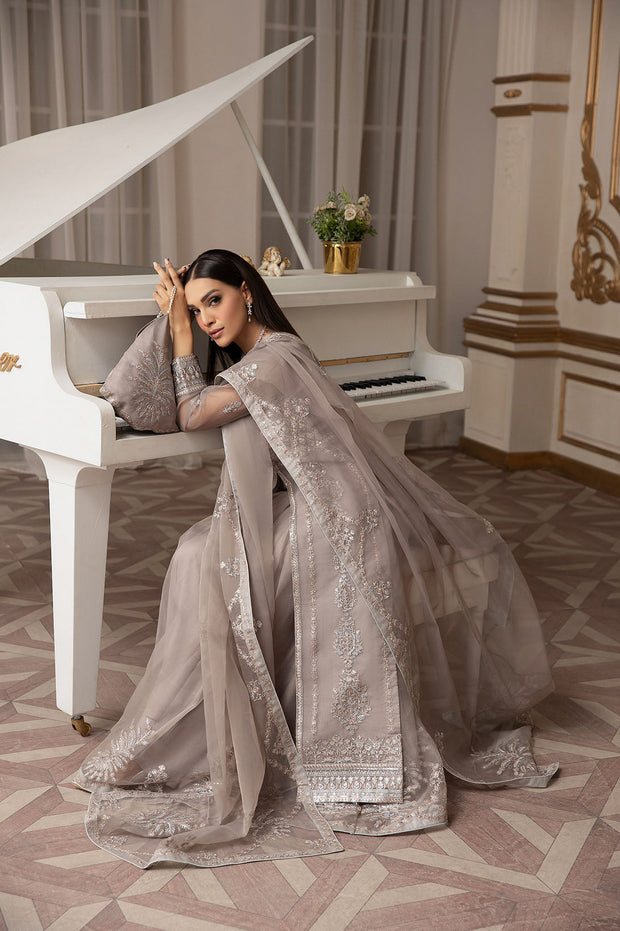 Buy Silver Grey Heavily Embellished Gown Frock Pakistani Wedding Dress
