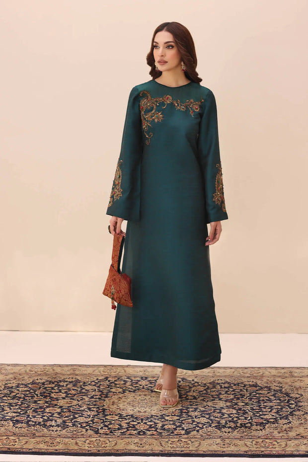 Buy Teal Green Embroidered Pakistani Salwar Kameez with Velvet Shawl