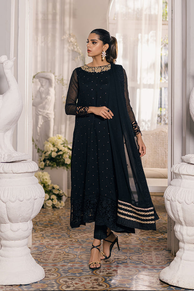 Buy Traditional Black Chiffon Embroidered Pakistani Salwar Kameez Suit