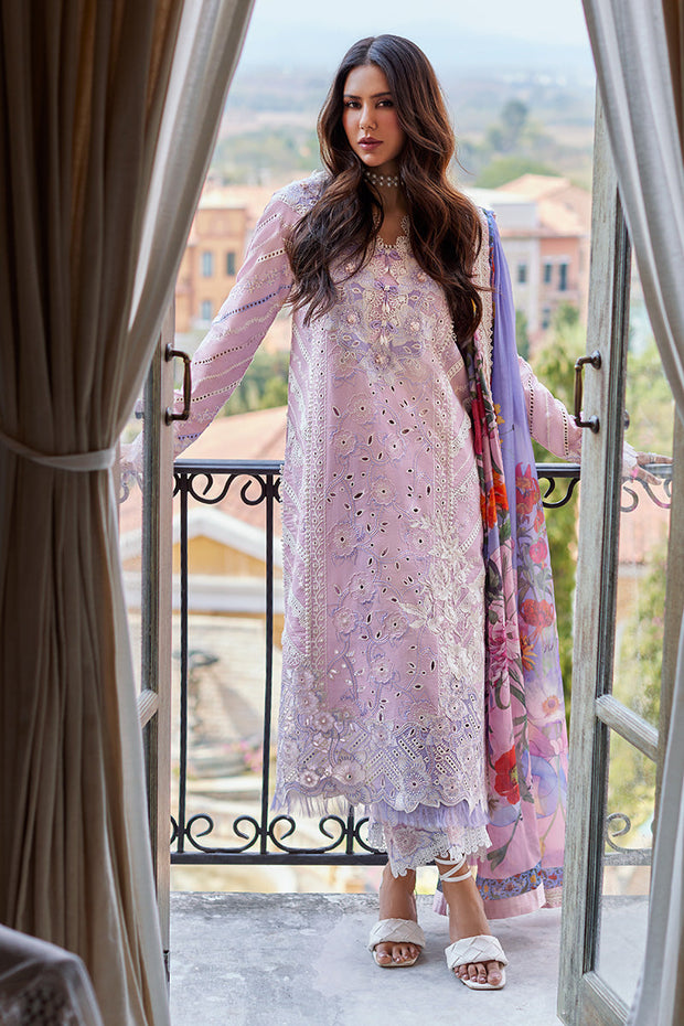 Classic Pakistani Salwar Kameez Embroidered Suit in Lavender Shade