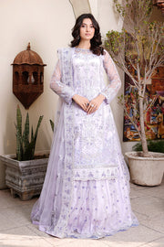 Elegant Lilac Embroidered Pakistani Party Dress in Kameez Gharara Style