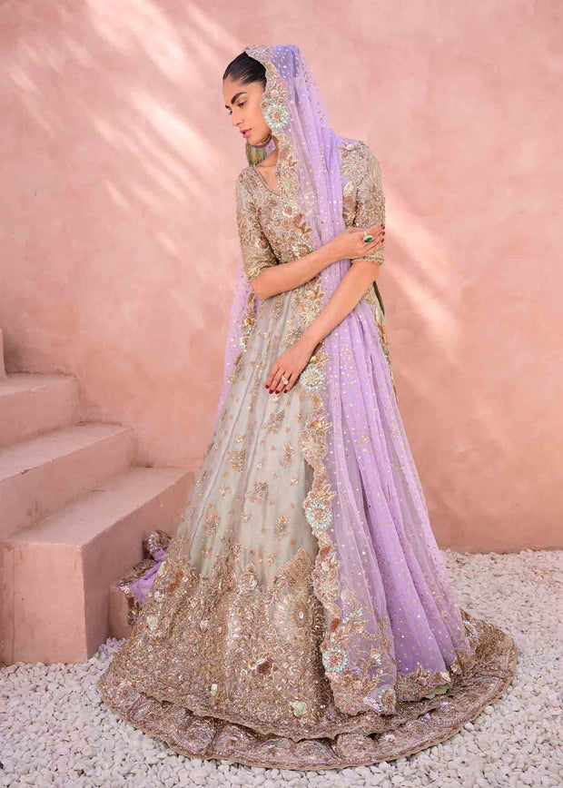 Elegant Pakistani Bridal Dress in Classic Lehenga Gown Style