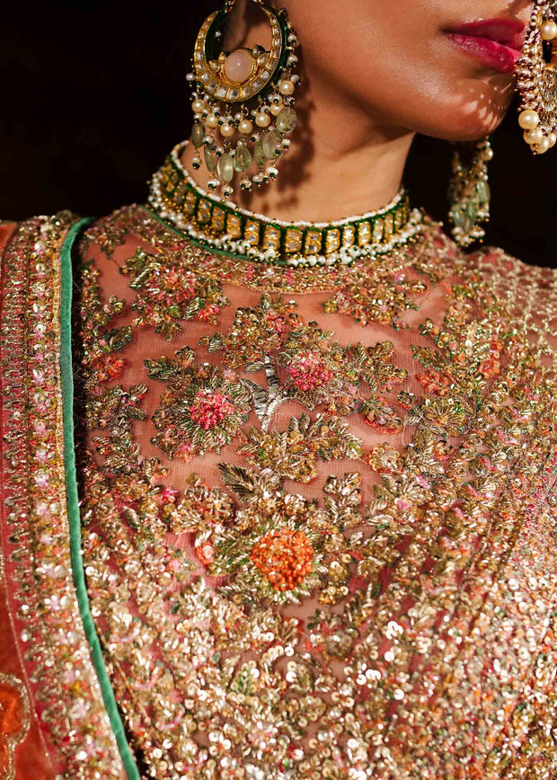 Elegant Pakistani Bridal Dress in Pishwas Frock Sharara Style