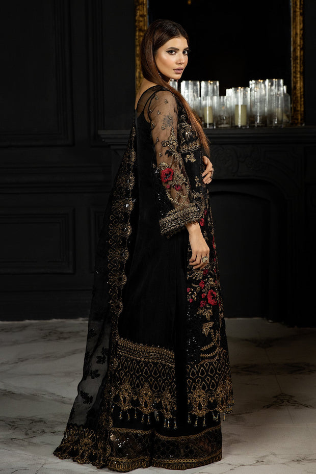 Elegant Pakistani Wedding Dress in Black Kameez Trouser Style