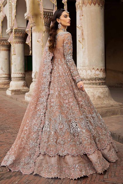 baby blue midi dress Pink Pakistani Bridal Dress in Frock and Lehenga Style MEDIUM