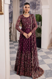 Elegant Plum Embroidered Pakistani Wedding Dress Pishwas Frock
