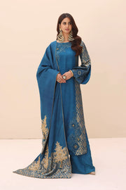 Elegant Sapphire Blue Embroidered Pakistani Salwar Kameez Dupatta Suit