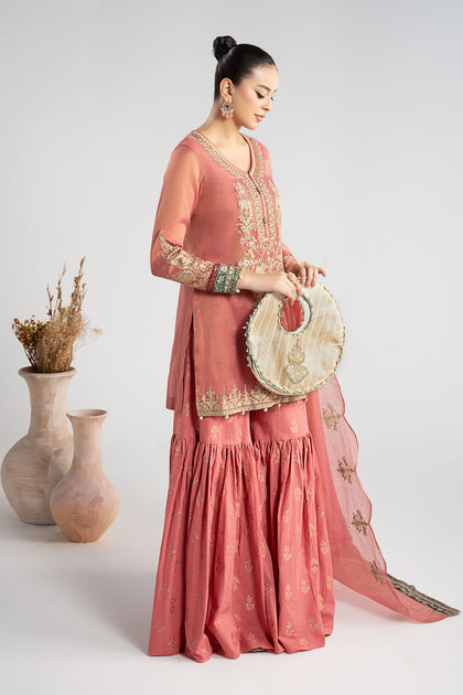Elegant Pakistani Party Wear in Embroidered Masoori Suit X-LARGE Elegant Pakistani Party Wear in Embroidered Masoori Suit X-LARGE