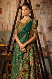 Emarald Green Lehenga Choli Pakistani Mehndi Dress 2023