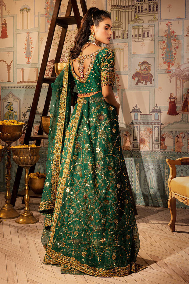 Emarald Green Lehenga Choli Pakistani Mehndi Dresses 2023