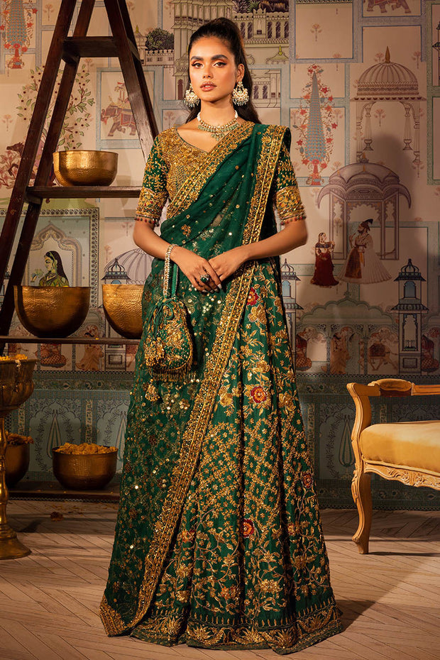 Emarald Green Lehenga Choli Pakistani Mehndi Dresses