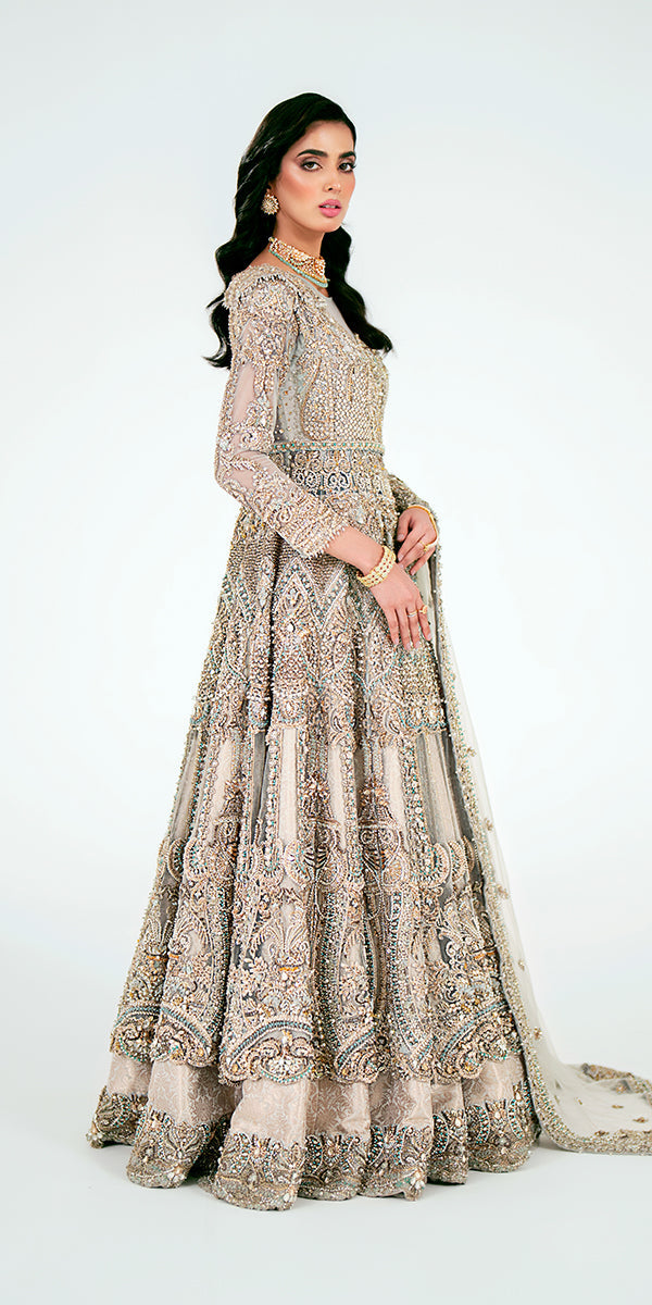 Embellished Lehenga and Gown Style Pakistani Bridal Dress