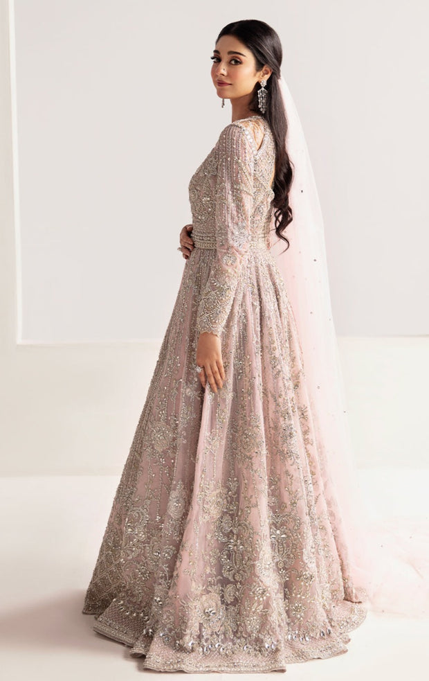 Embellished Pink Pakistani Bridal Dress in Gown Style