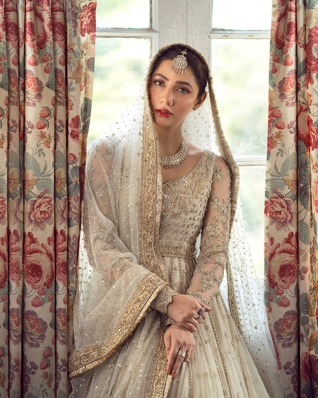 Embroidered Pakistani Bridal Dress Double Layered Pishwas Outfit For Women