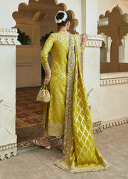 Green Pakistani Wedding Dress in Kameez Trouser Style