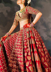 Indian Bridal Dress in Red Lehenga and Choli Style
