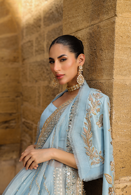 Indian Wedding Dress in Lehenga Choli and Jacket Style – Nameera by Farooq