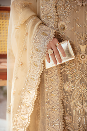 Latest Golden Pakistani Wedding Dress in Trouser Kameez Style