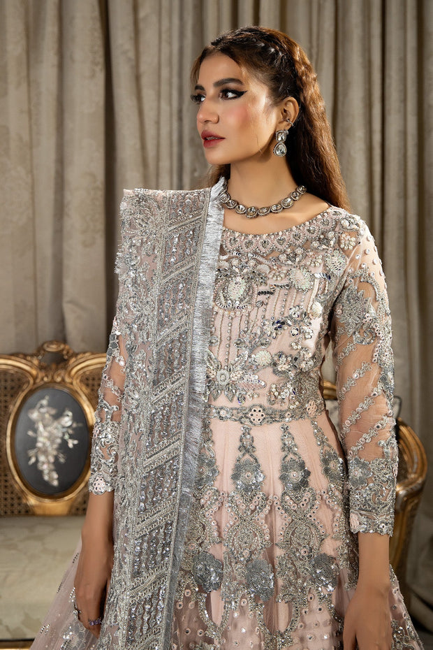 Latest Pakistani Bridal Outfit in Embellished Pink Gown Style