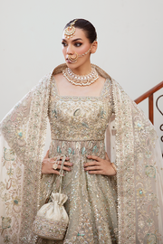 Latest Pakistani Bridal Outfit in Frock Lehenga Dupatta Style