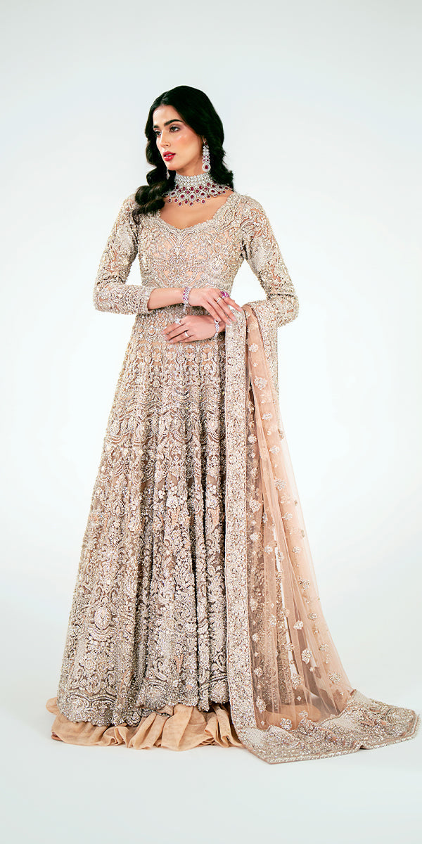Latest Pakistani Bridal Outfit in Wedding Lehenga Gown Style