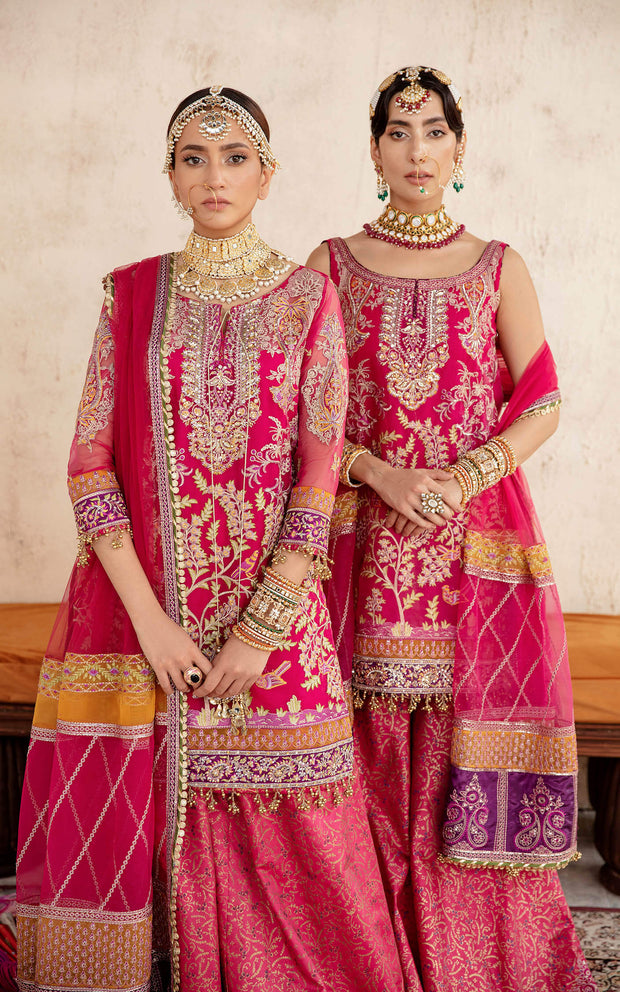 Latest Wedding Dress in Pink Sharara and Kameez Style