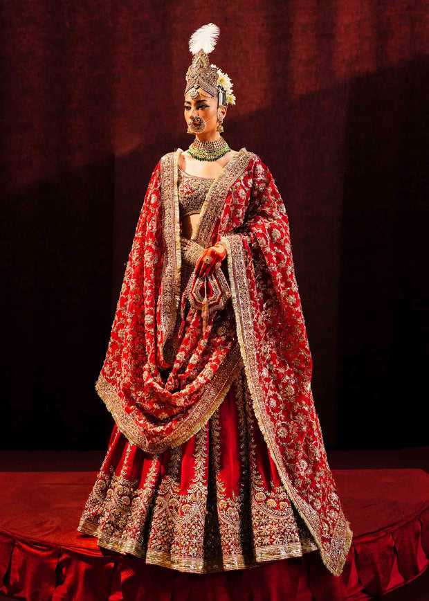 Latest Red Bridal Lehenga Choli and Dupatta Wedding Dress