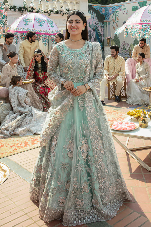 Luxury Embellished Ice Blue Pishwas Frock Pakistani Party Dress