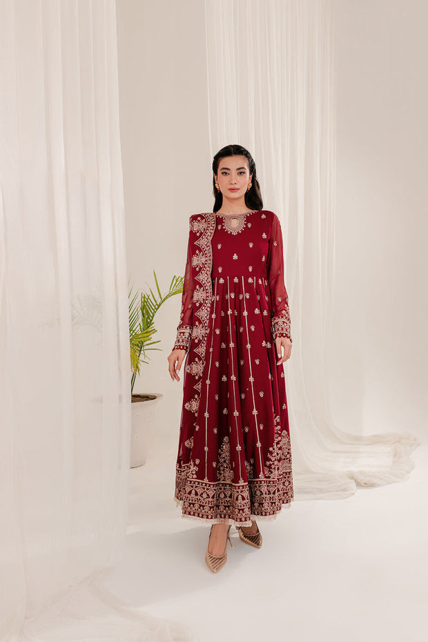 Luxury Embroidered Deep Red Pakistani Salwar Kameez Dupatta Suit
