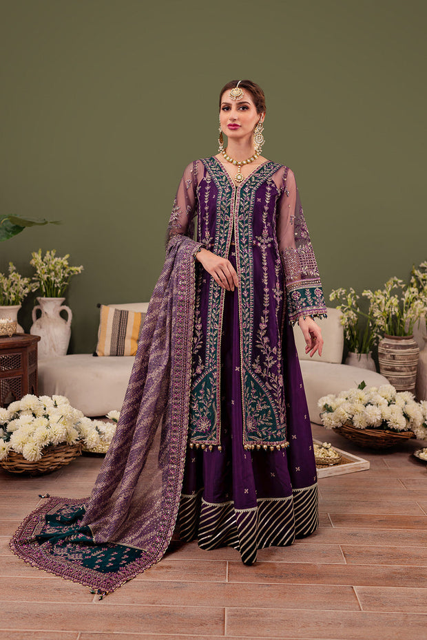 Luxury Embroidered Pakistani Salwar Kameez Purple Suit Dupatta