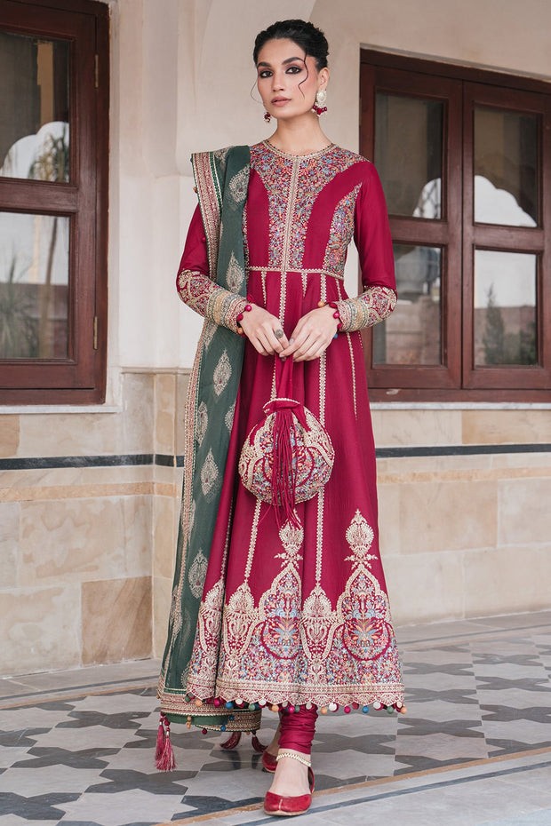 Luxury Pakistani Party Dress in Frock with Dupatta Red Dress In USA
