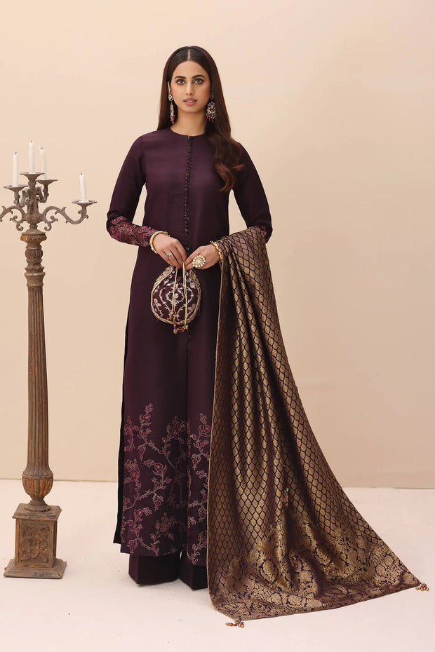 Luxury Plum Pakistani Salwar Kameez Dupatta Embroidered Salwar Suit