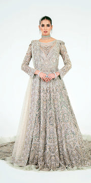 Mint Green Pakistani Bridal Dress in Gown Style