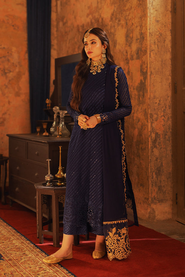 New Classic Regal Blue Pakistani Salwar Kameez with Dupatta Dress In United States