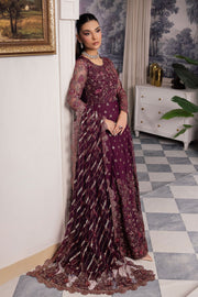 New Elegant Plum Embroidered Pakistani Wedding Dress Pishwas Frock