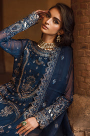 New Elegant Royal Blue Embroidered Chiffon Pakistani Salwar Kameez
