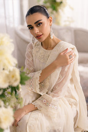 New Ivory Shade Embroidered Chiffon Pakistani Salwar Kameez Suit 2024