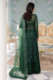 New Luxury Bottle Green Embroidered Pakistani Salwar Suit in Frock Style