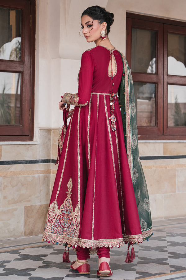 New Luxury Pakistani Party Dress in Frock with Dupatta Red Dress In USA