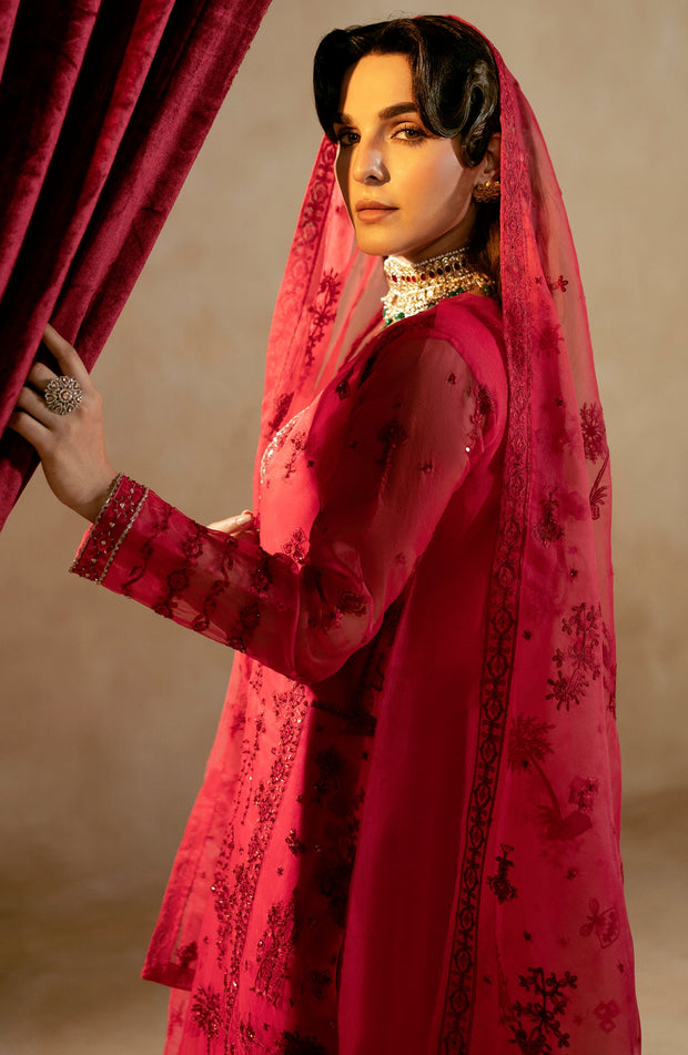 New Luxury Shocking Pink Embroidered Pakistani Salwar Kameez Dupatta Suit