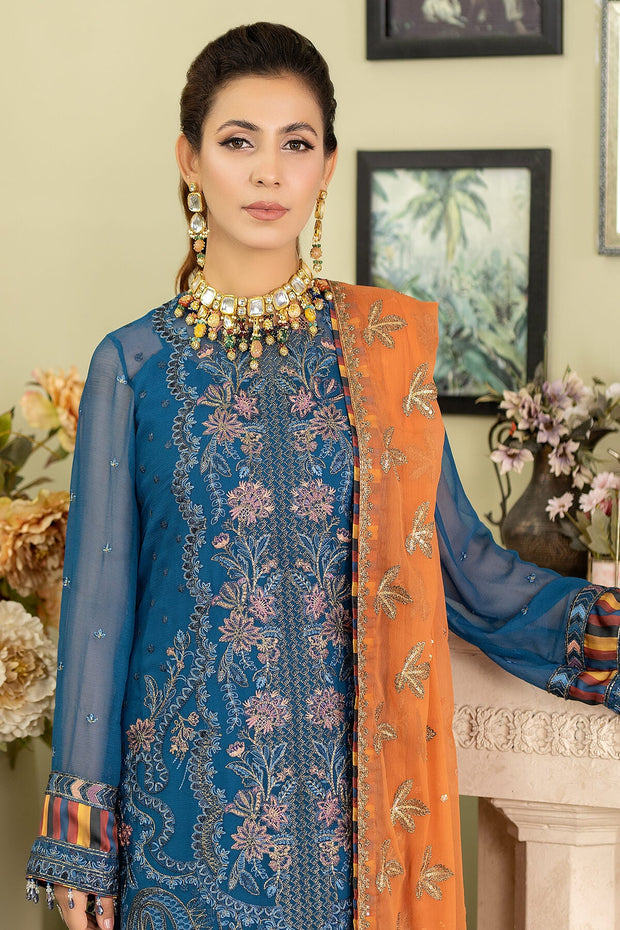 New Pakistani Salwar Kameez Teal Blue Embroidered Salwar Suit Dupatta