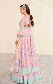 New Peach Pink Pakistani Wedding Dress in Double Layered Pishwas Style