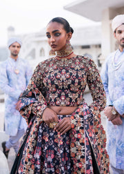 New Royal Blue Floral Embroidered Pakistani Wedding Wear Lehenga Choli